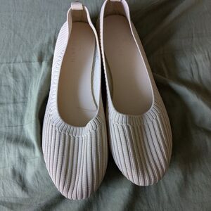 Women's Cream Knit Ballet Flats